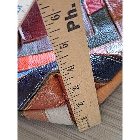 Chaos Multicolor Patchwork Leather Shoulder Bag Tassel Detail Festival Boho - Picture 10 of 12